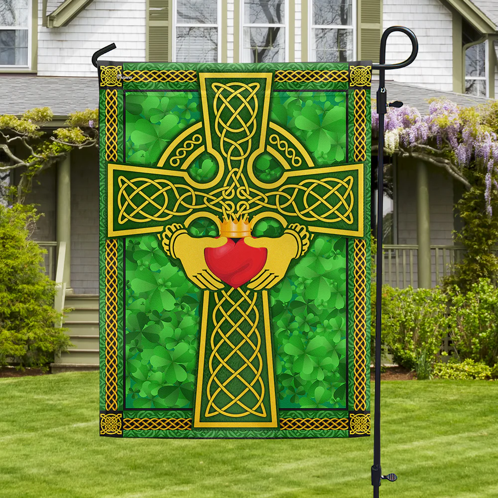Saint Patrick's Day Irish Claddagh Celtic Cross Flag