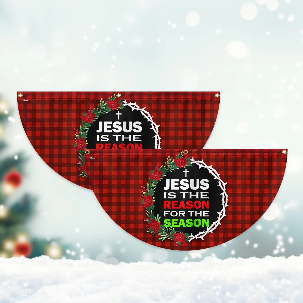 Jesus Is The Reason For The Season Christmas Non-Pleated Fan Flag