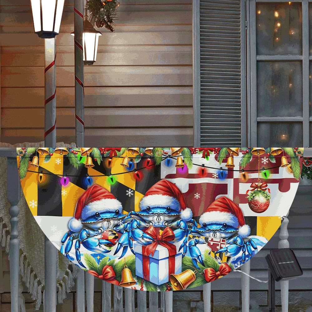 Maryland Blue Crabs Merry Christmas Solar Led Fan Flag