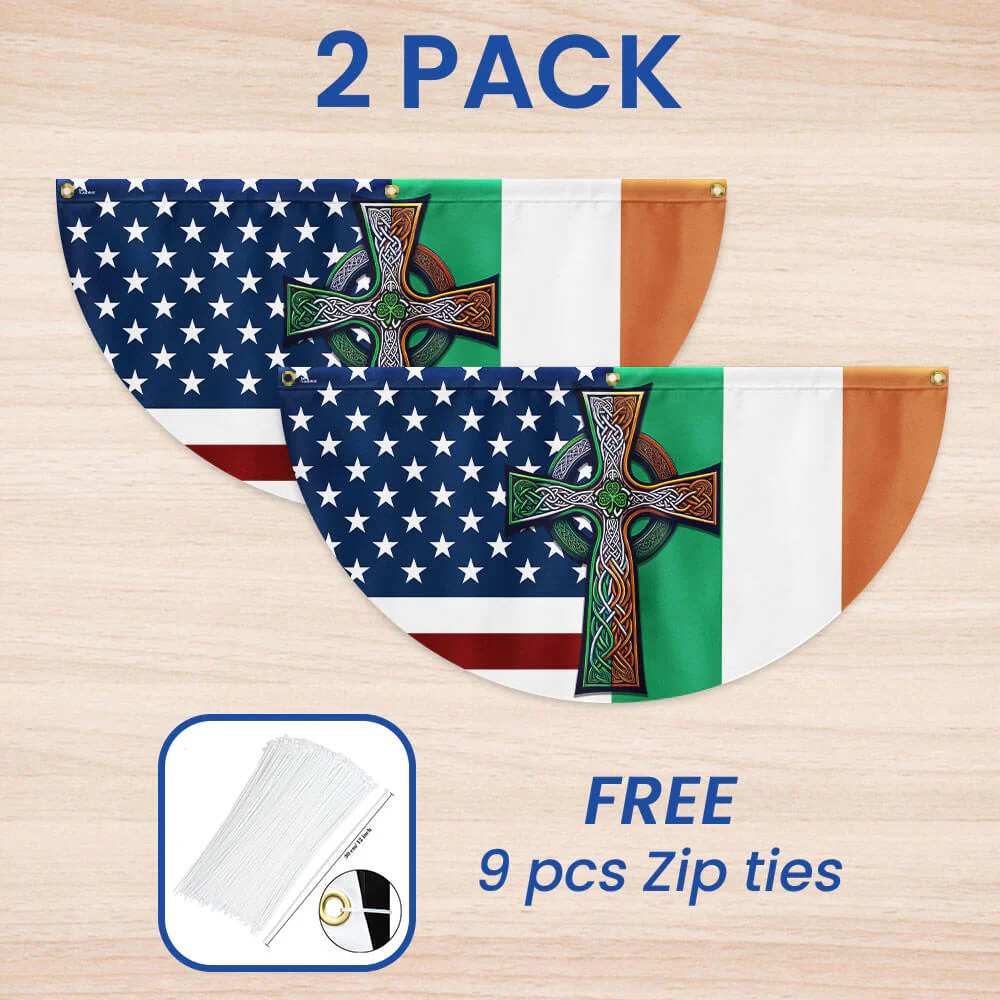 Irish Celtic Knot Cross St. Patrick’s Day Irish American Non-Pleated Fan Flag