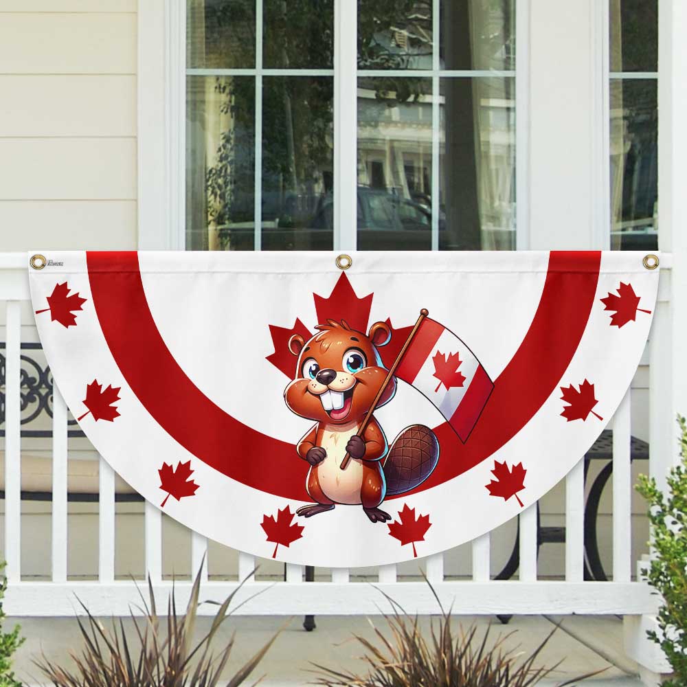 Happy Canada Day Beaver 1st Of july Non-Pleated Fan Flag