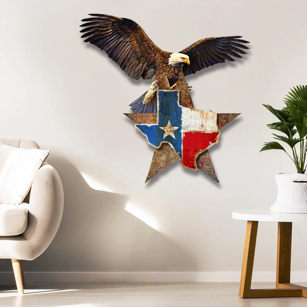 Texas  Eagle Hanging Metal Sign