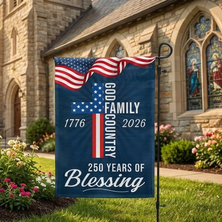 American Patriotic Flag, 250 Years of Blessing God 1776 2026 Flag - 3-Day Shipping