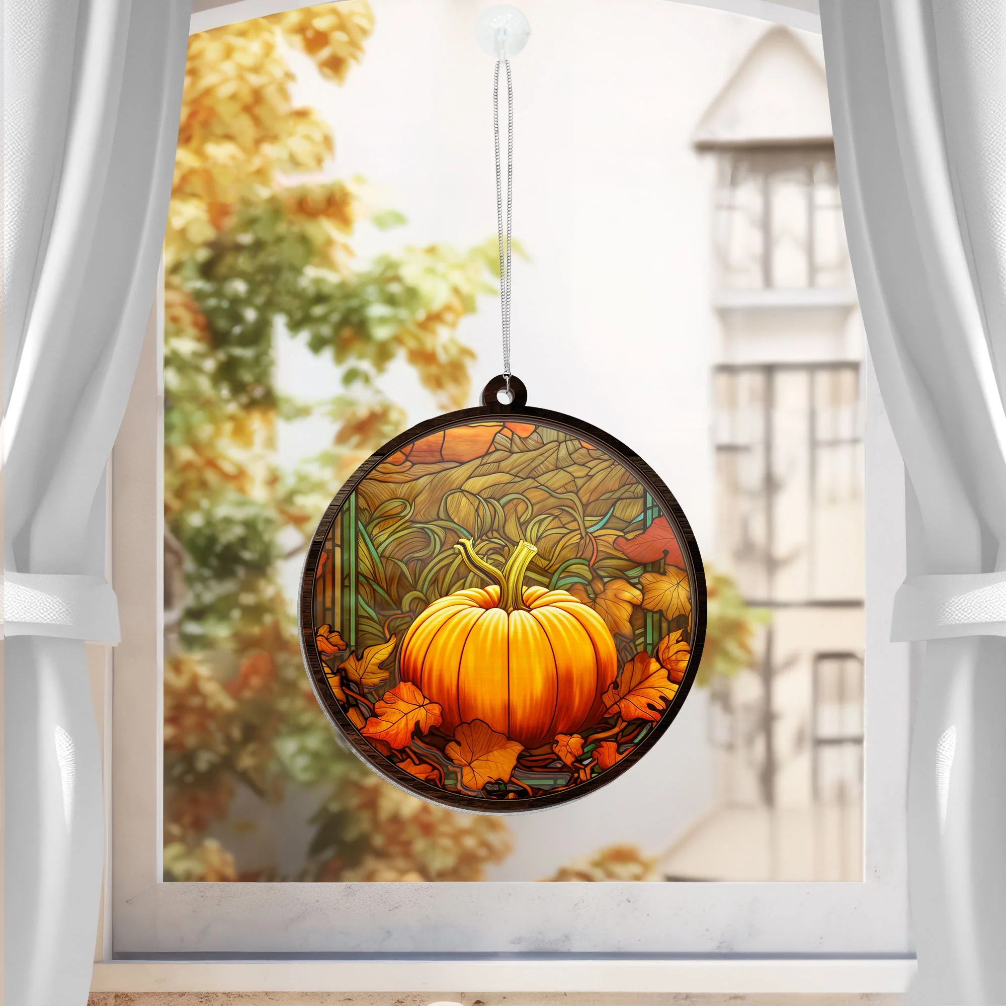 Pumpkin Fall Vibes, Pumpkin Decor 2 Layered Hanging Suncatcher
