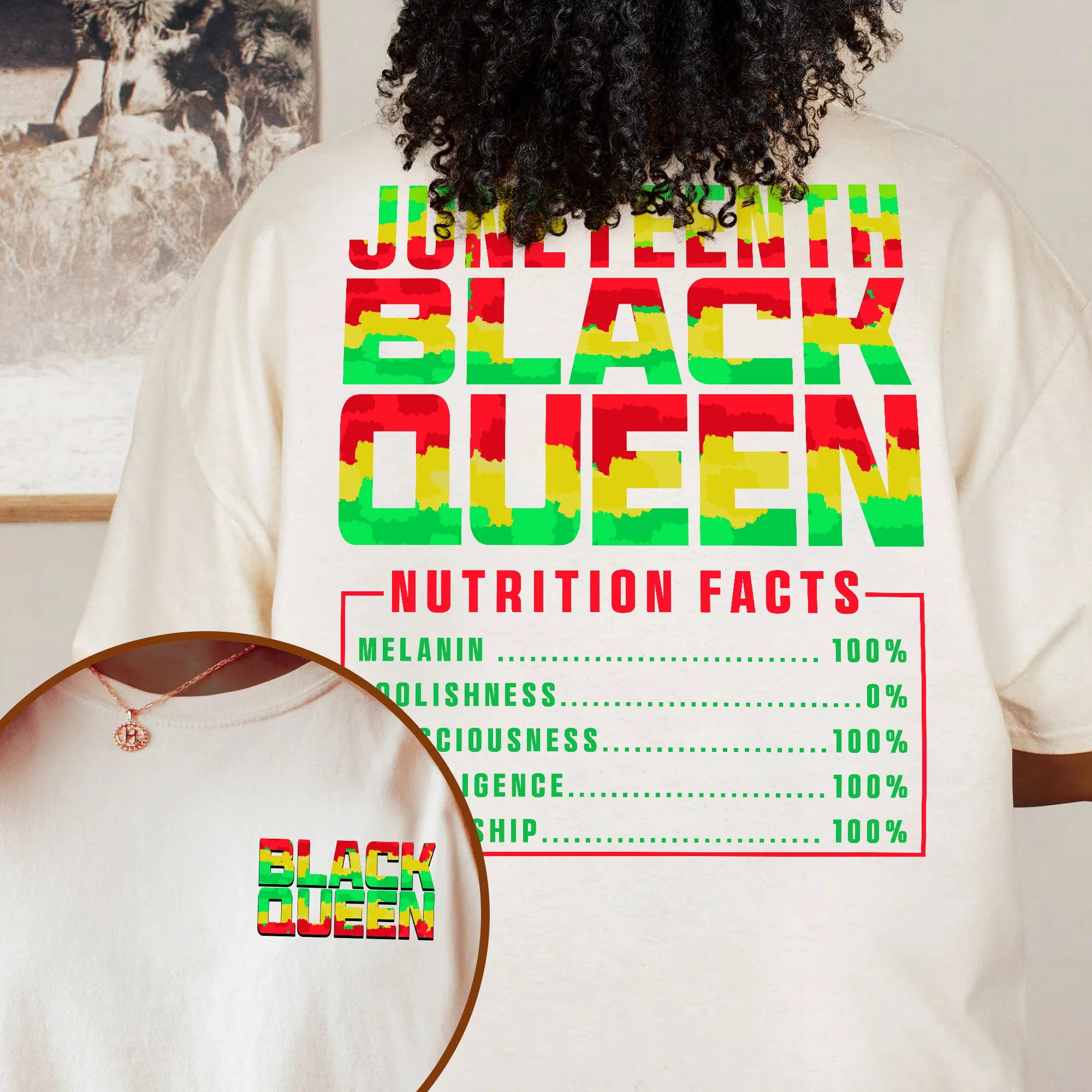 Black History Month Gift, Juneteenth Black Queen Nutrition Facts Comfort Colors T-shirt