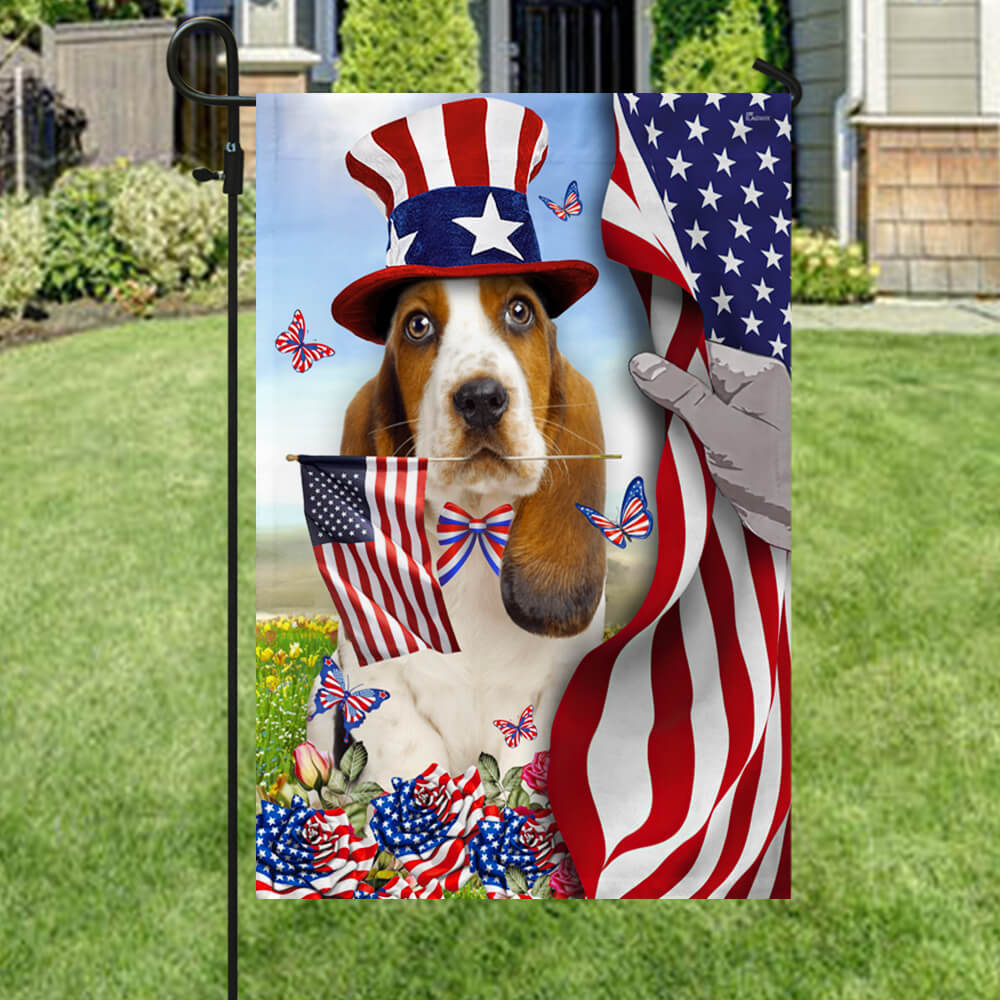 Basset Hound American Flag