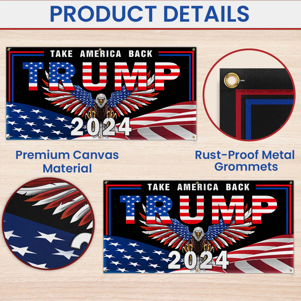 Trump 2024 Take America Back American Patriotic Eagle Fence Banner