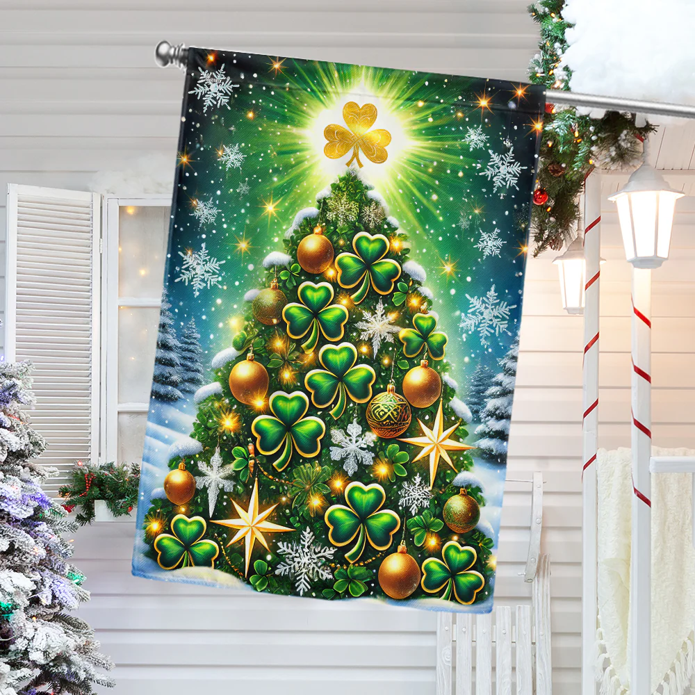 Christmas Irish Shamrock Flag