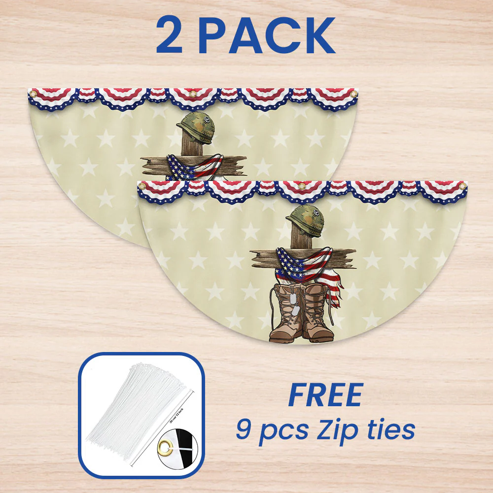 Memorial Day Veteran Patriotic Non-Pleated Fan Flag