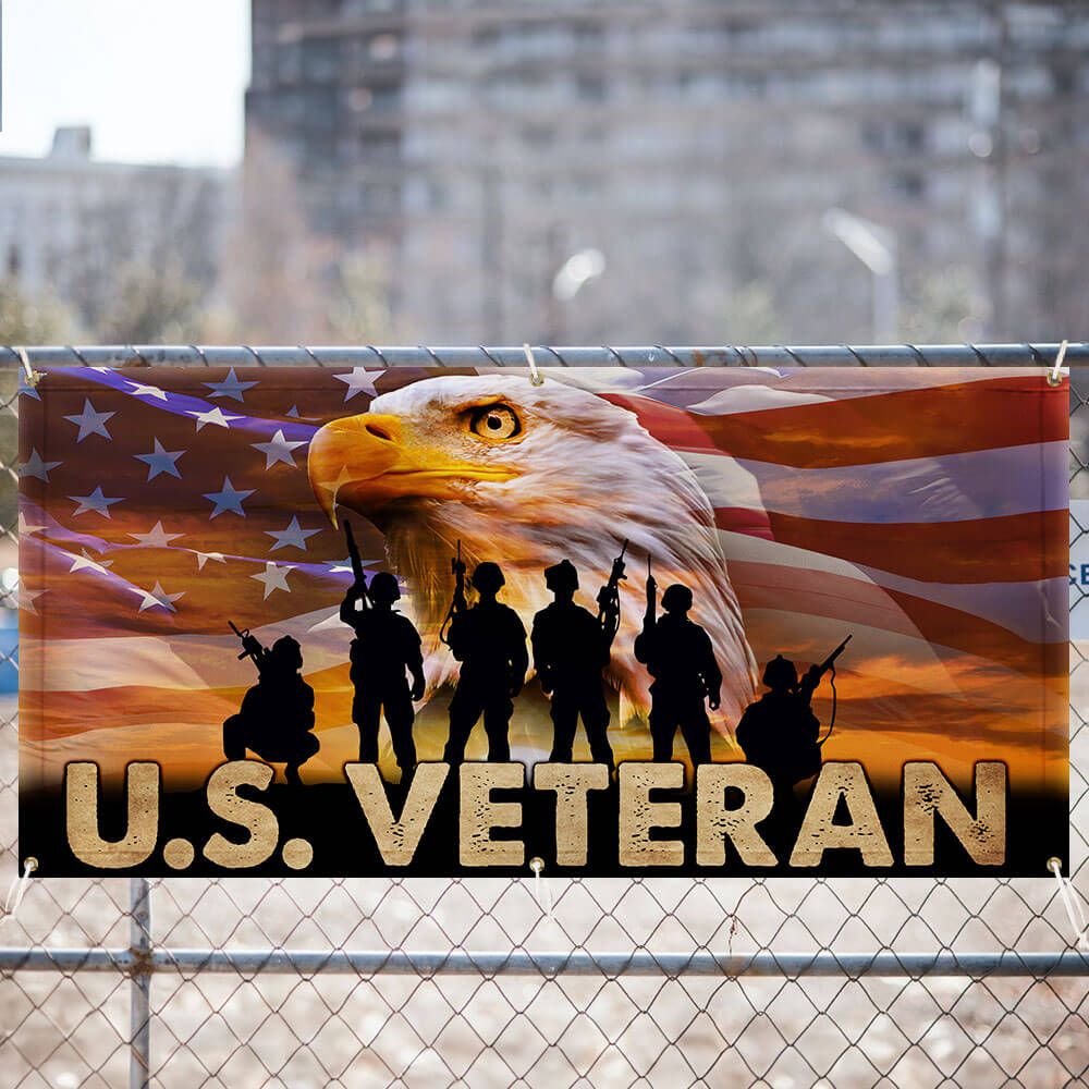 U.S. Veteran Military Fence Banner