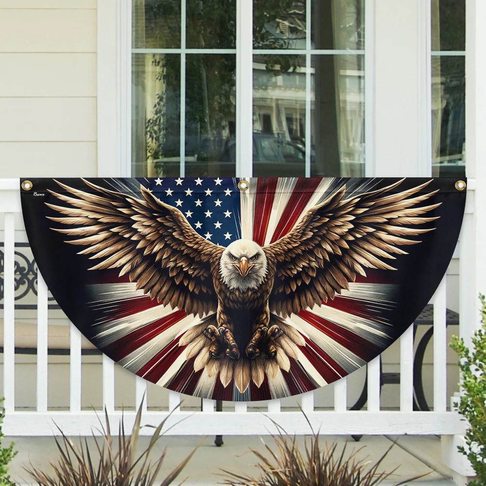 Patriotic Eagle American Non-Pleated Fan Flag