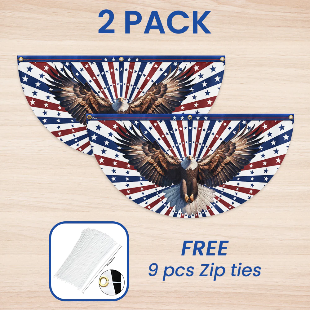 Bimipi American Flag - Patriotic Eagle 4th Of july Non-pleated Fan Flag