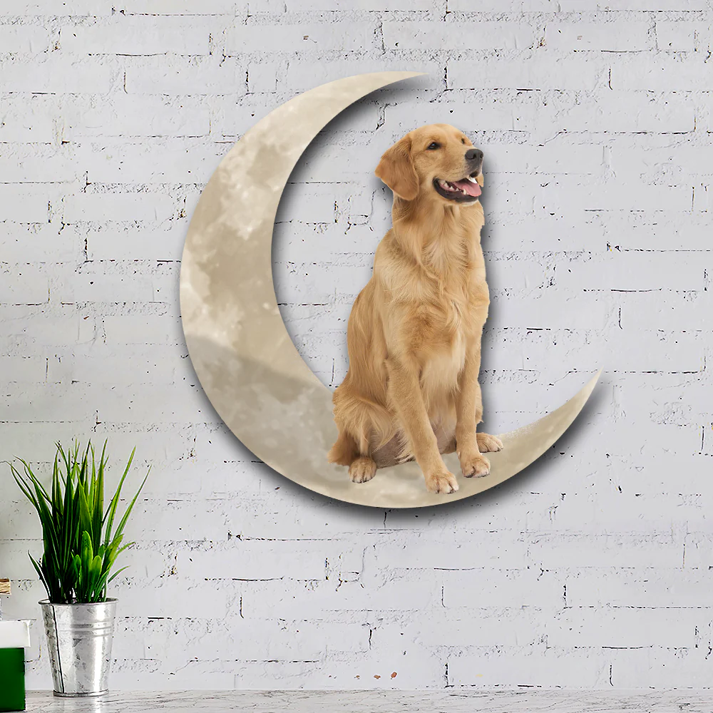 Golden Retriever Dog And Moon Hanging Metal Sign QNK879MSv20