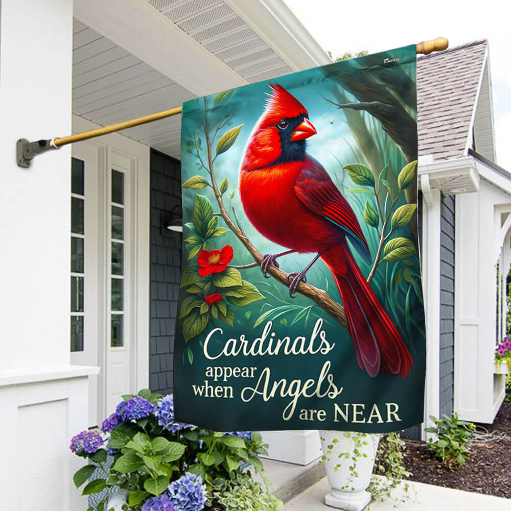 Spring Cardinal Angels Are Near Flag for Outdoor Home Decor, Double Sided