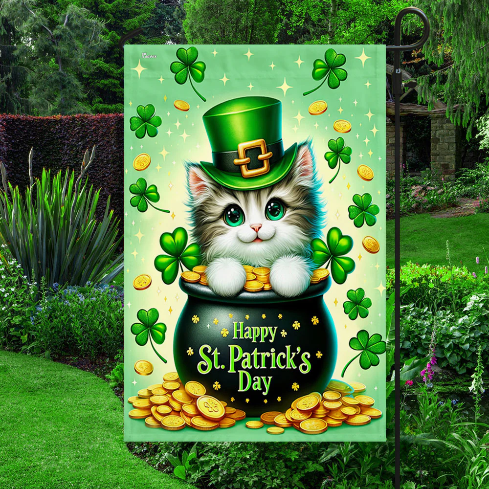 Bimipi  Lucky Cat St Patrick's Day Irish Flag