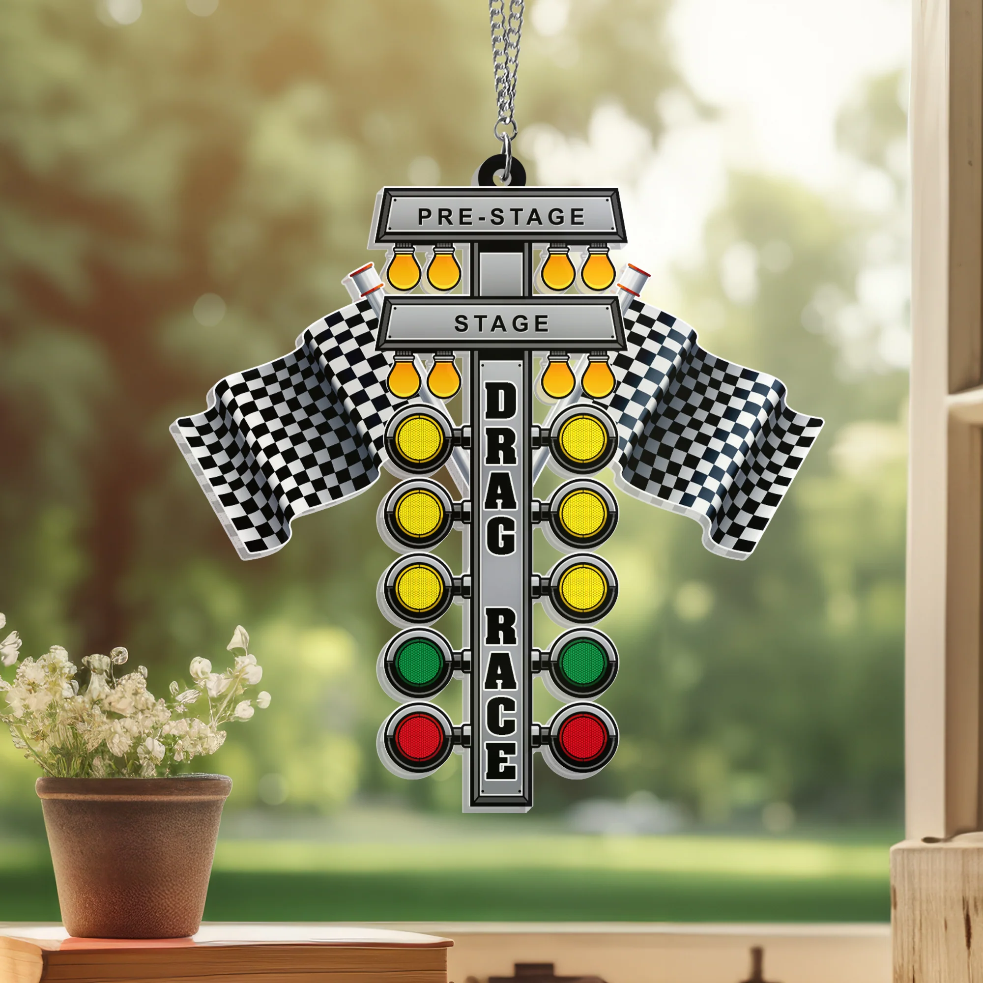 Drag Racing Acrylic Suncatcher Hanging Sign