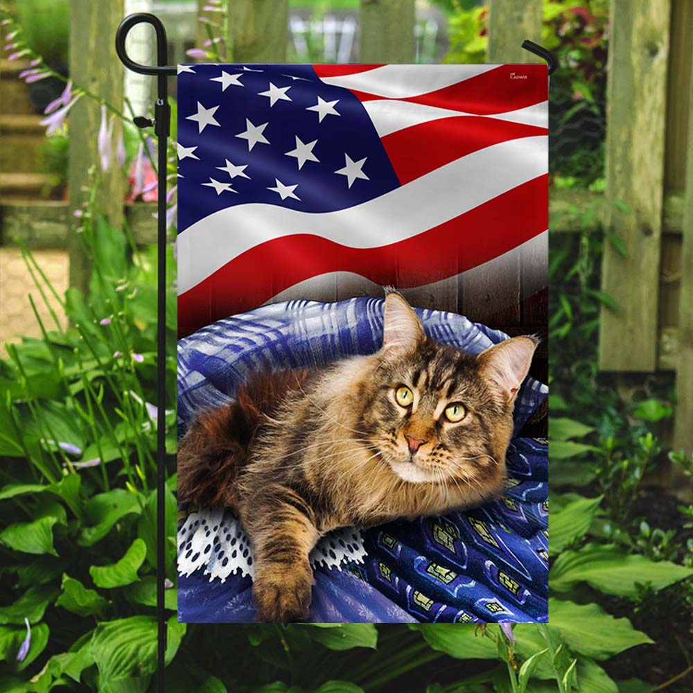 American Flag Maine Coon Cat Patriotic Cat