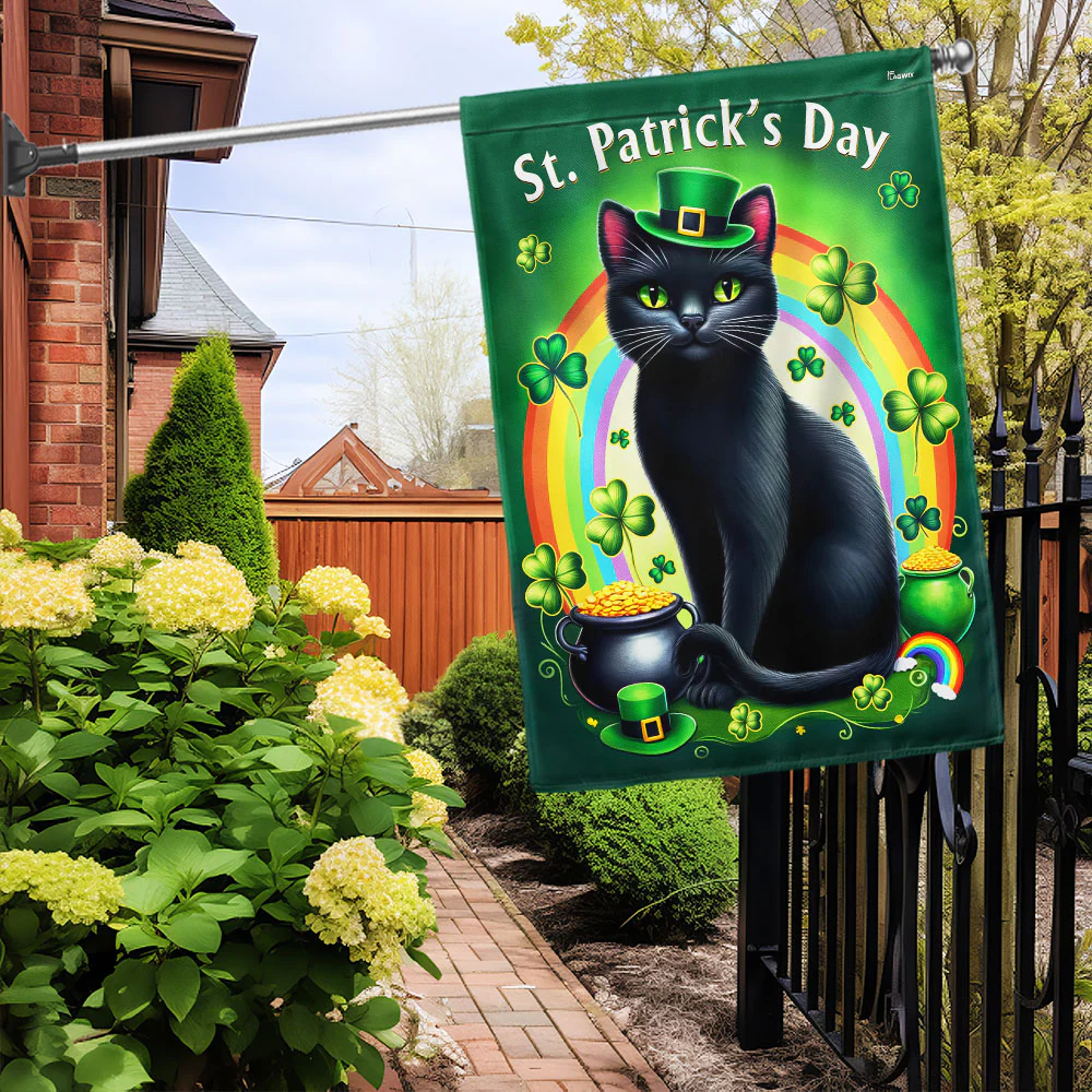 Bimipi  Black Cat Irish St Patrick's Day Flag
