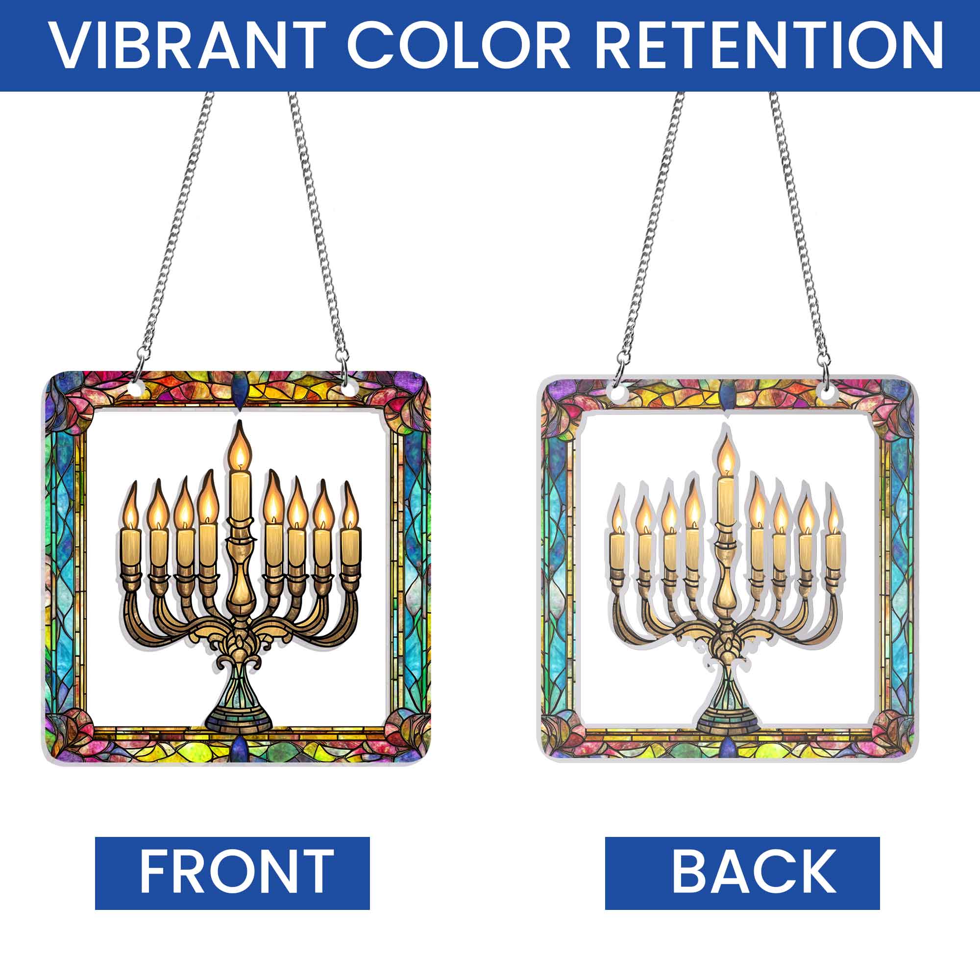 Menorah Hanukkah Jewish Holiday Suncatcher Acrylic Hanging