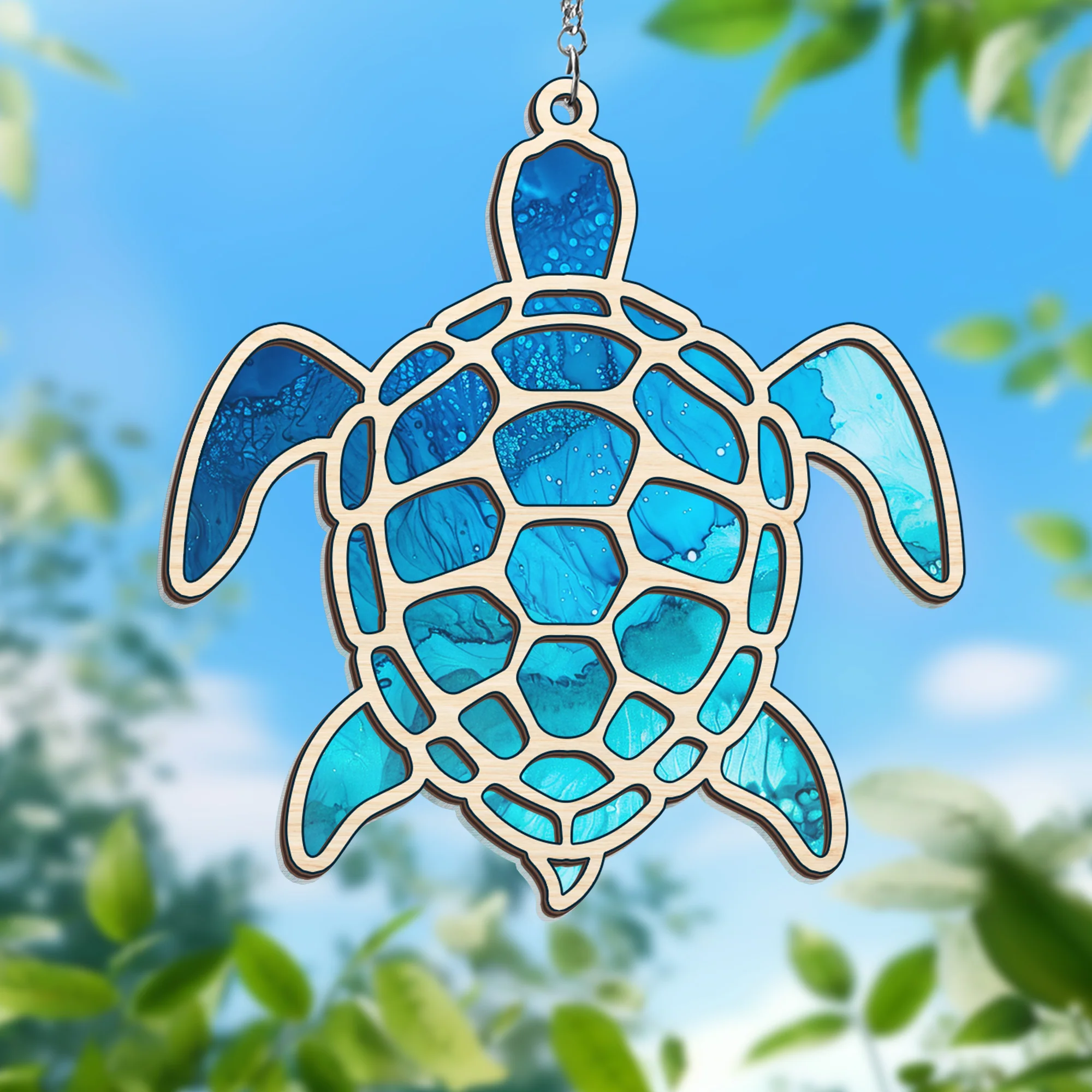 Sea Turtle 2 Layered Hanging Suncatcher