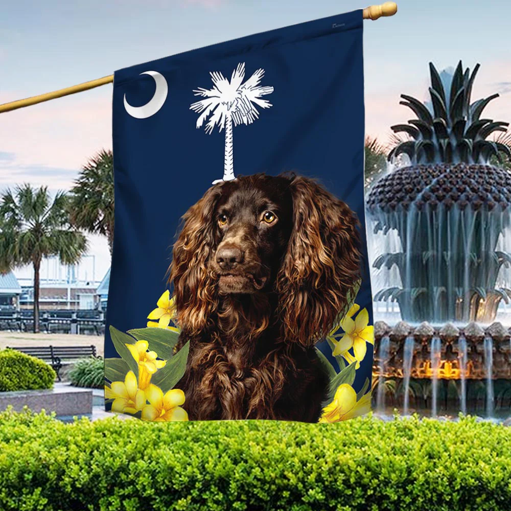 South Carolina Flag Boykin Spaniel and Yellow Jessamine