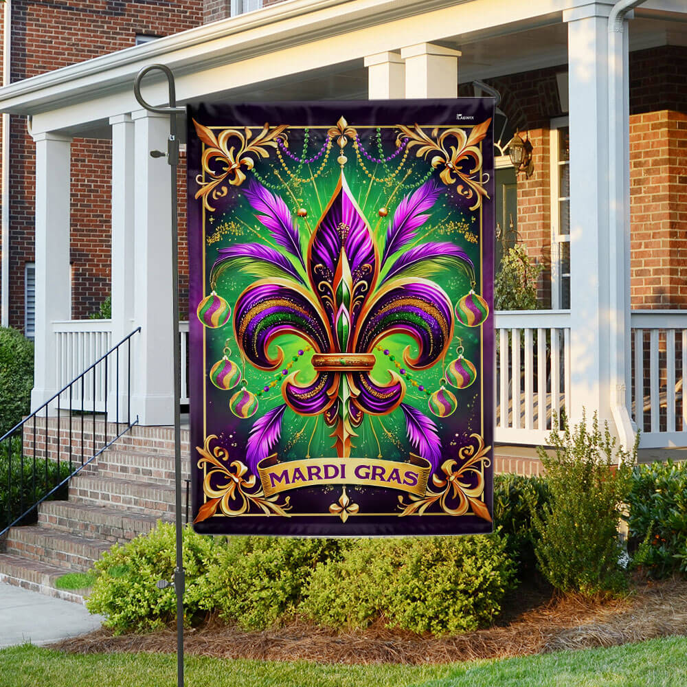 Mardi Gras Fleur-de-lis Louisiana Flag, New Orleans Mardi Gras Party Decorations