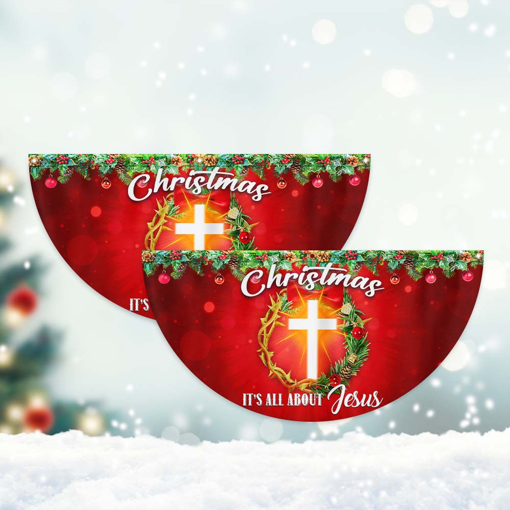 Christmas It's All About Jesus Non-Pleated Fan Flag