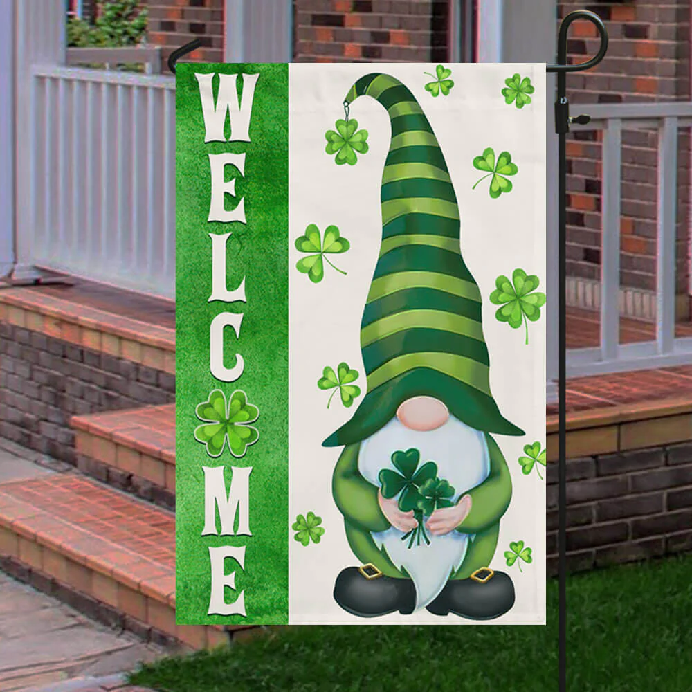 St. Patrick's Day Flag Irish Gnome Welcome