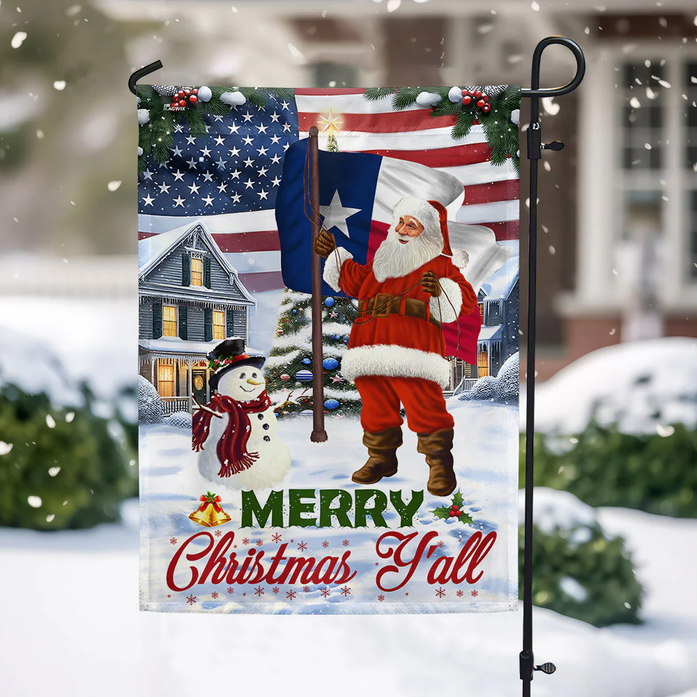 Santa Claus Merry Christmas Texas Flag TPT1305Fv3
