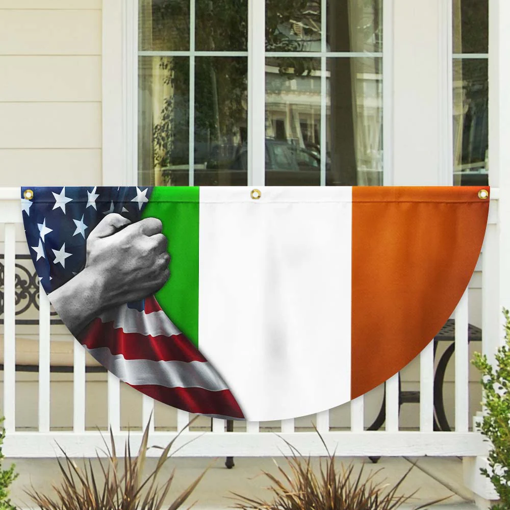 Irish American St Patrick's Day Non-Pleated Fan Flag
