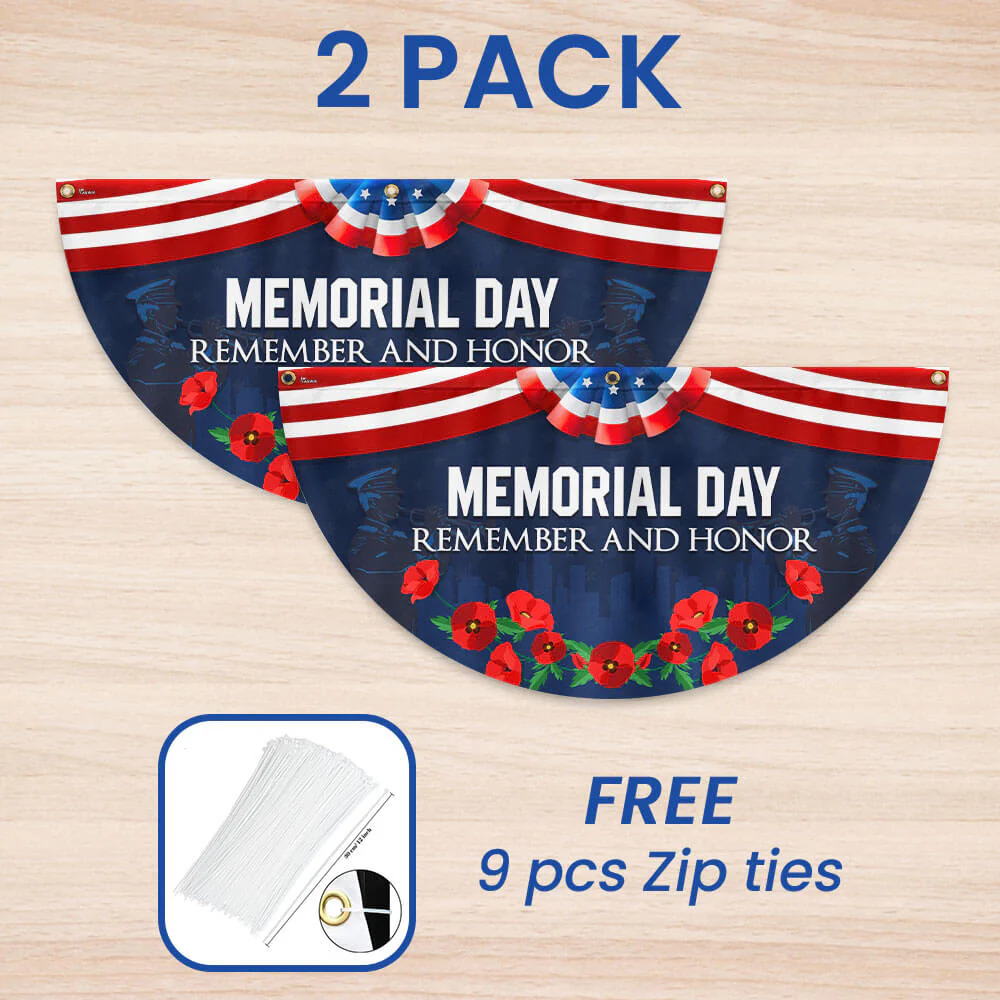 Memorial Day Flag Remember And Honor Non-Pleated Fan Flag