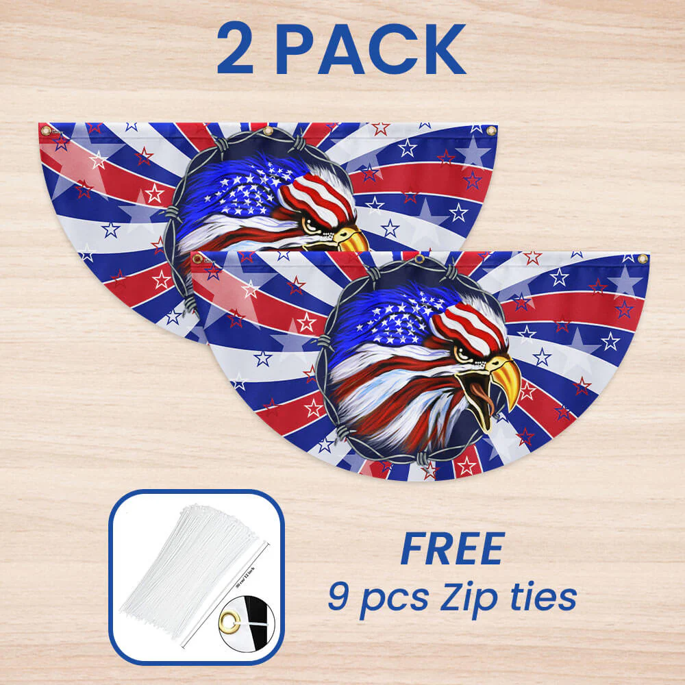 Bimipi American Flag - Happy 4th of july, Patriotic Eagle American Non-Pleated Fan Flag
