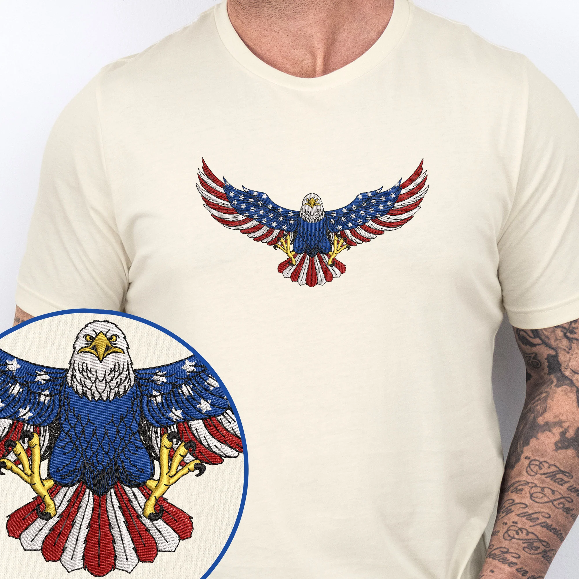 Patriotic Eagle American Embroidered T-Shirt