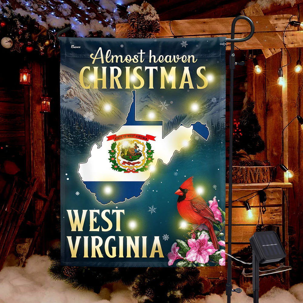 West Virginia Christmas Flag | Almost Heaven Cardinal Solar LED Flag