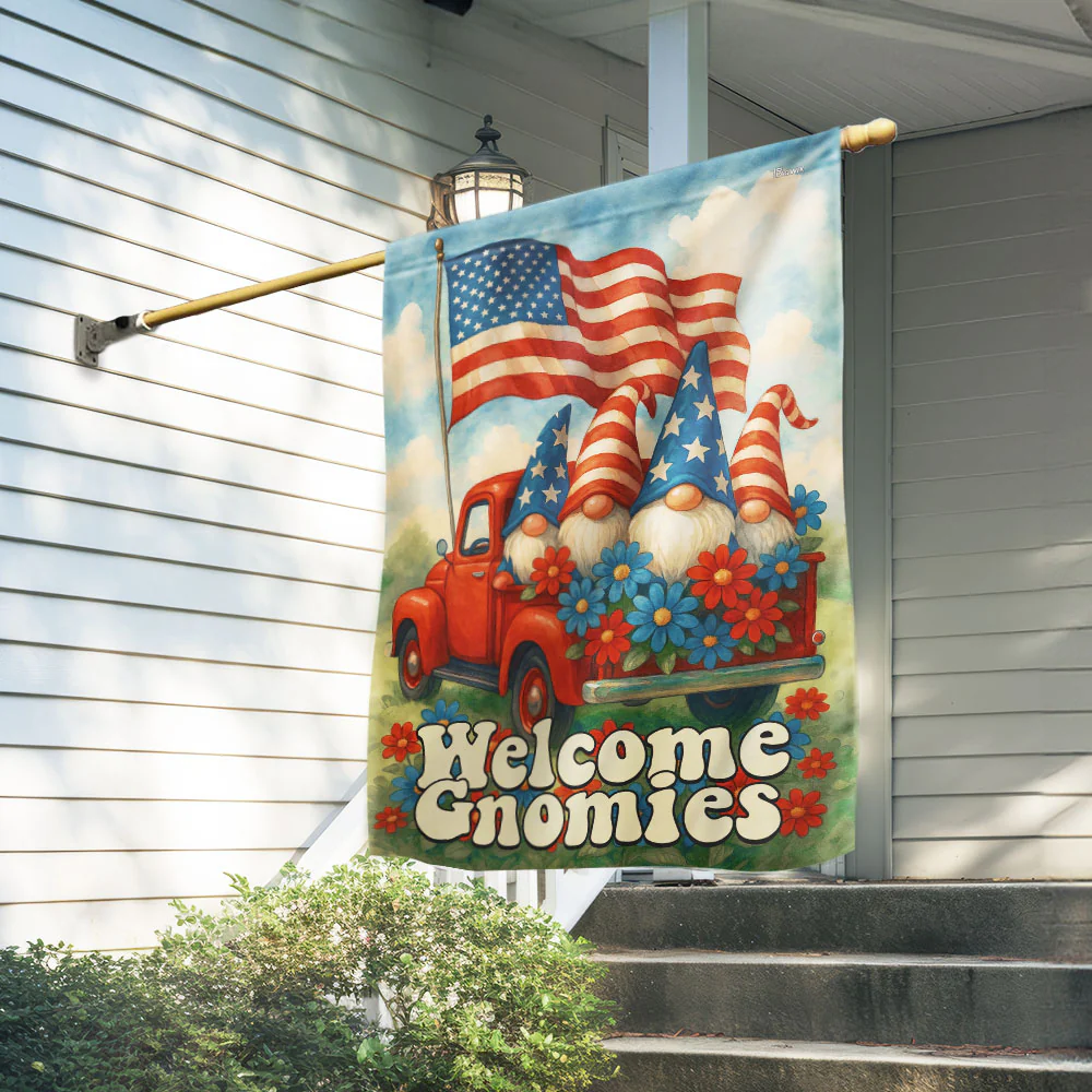 Bimipi American Flag - Welcome Gnomies 4th Of july Flag