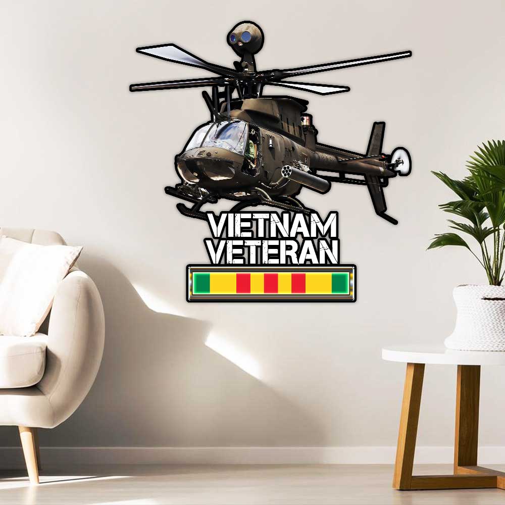 Huey Helicopter Vietnam War Memorial Hanging Metal Sign
