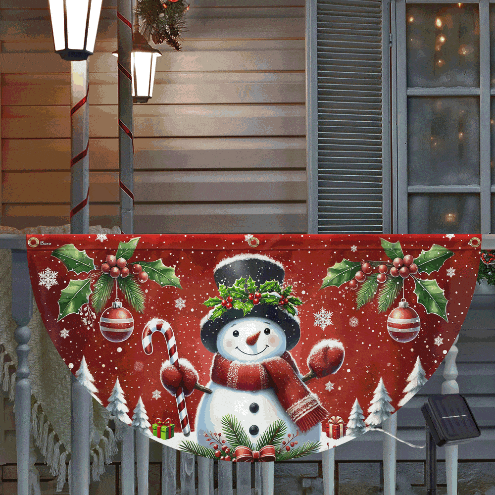 Snowman Christmas Winter Holidays Solar Led Fan Flag
