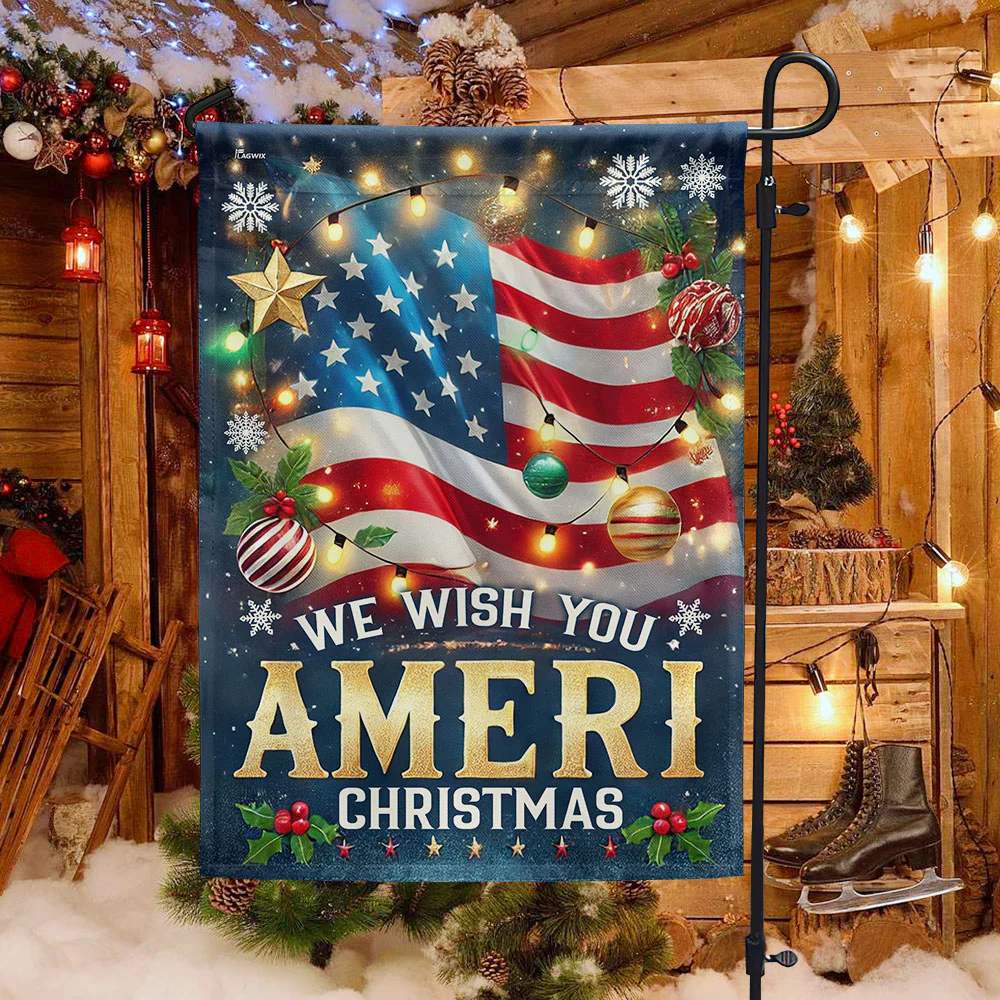 We Wish You Ameri Christmas American Flag