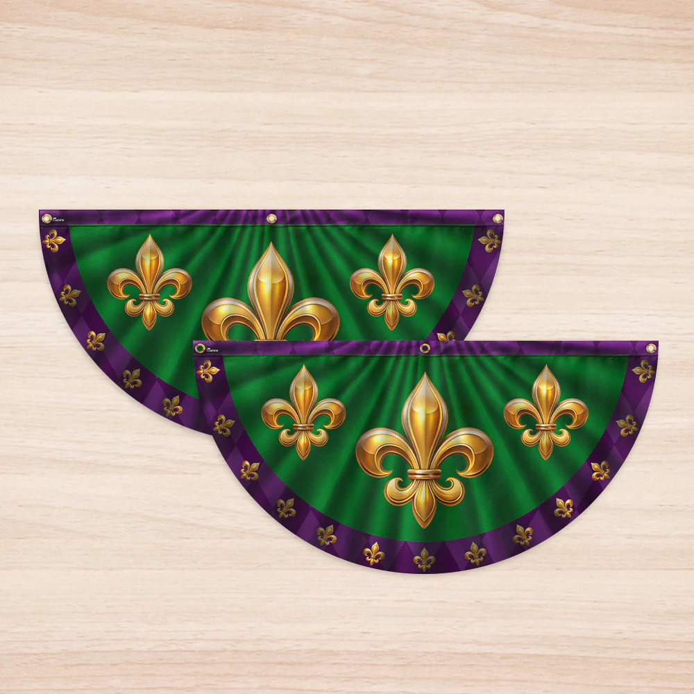 Mardi Gras Fleur De Lis Non-Pleated Fan Flag