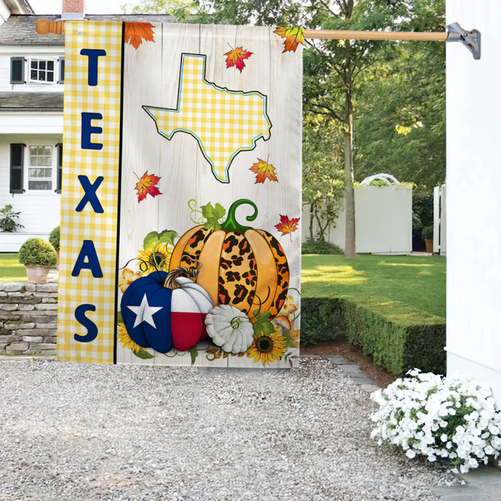 Texas Fall Thanksgiving Pumpkins Flag MLN1737Fv3