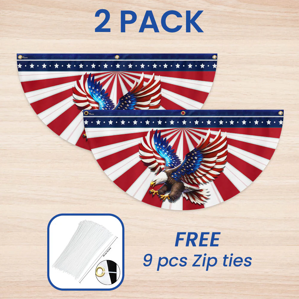 Bimipi American Flag - Patriotic Eagle American Non-Pleated Fan Flag