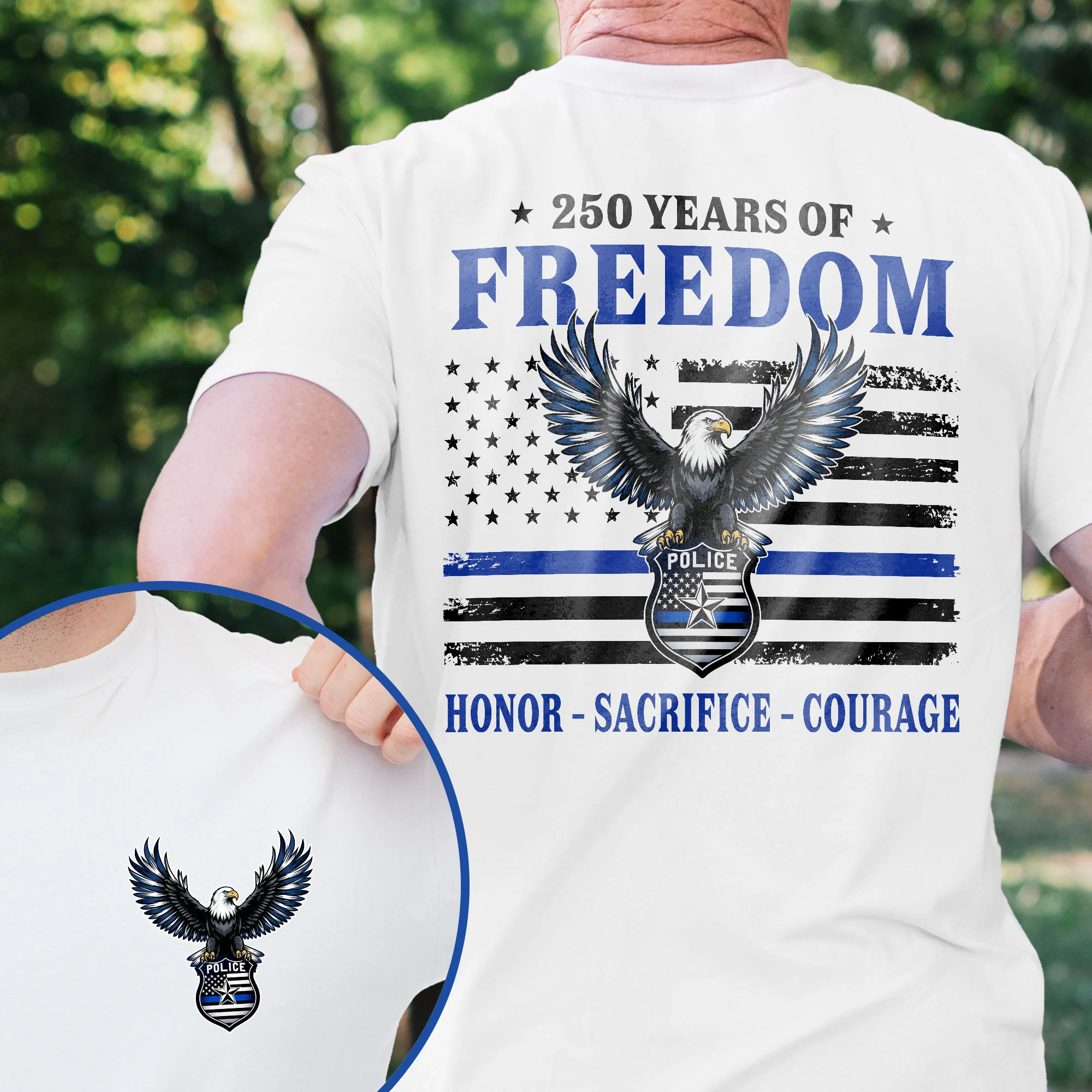 250 Years of Freedom Shirt, Eagle American Police Thin Blue Flag T-shirt