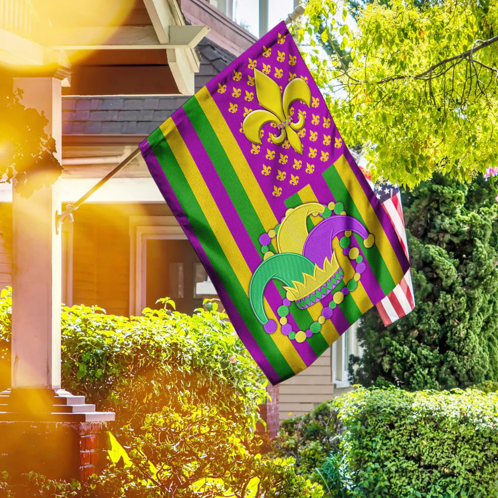 Mardi Gras U.S Flag, Mardi Gras Decor for Festival