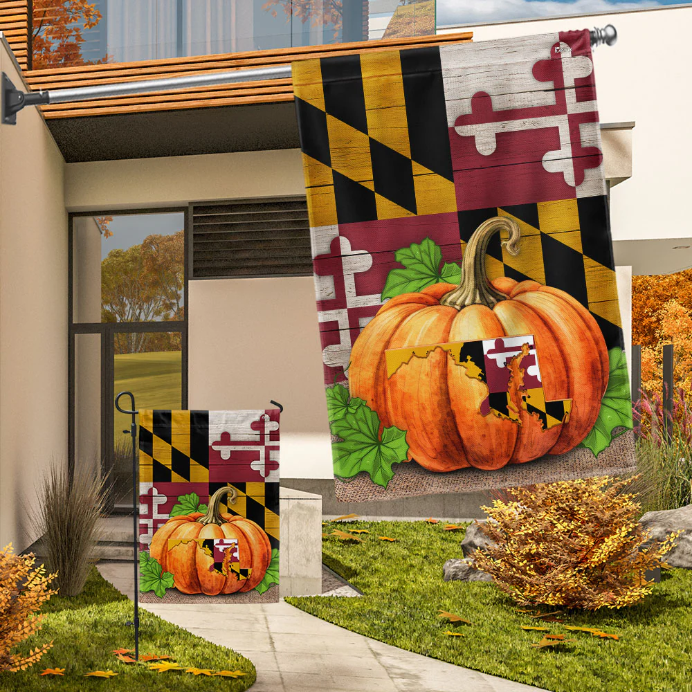 Maryland Fall Halloween Thanksgiving Pumpkin Flag TQN1616Fv1