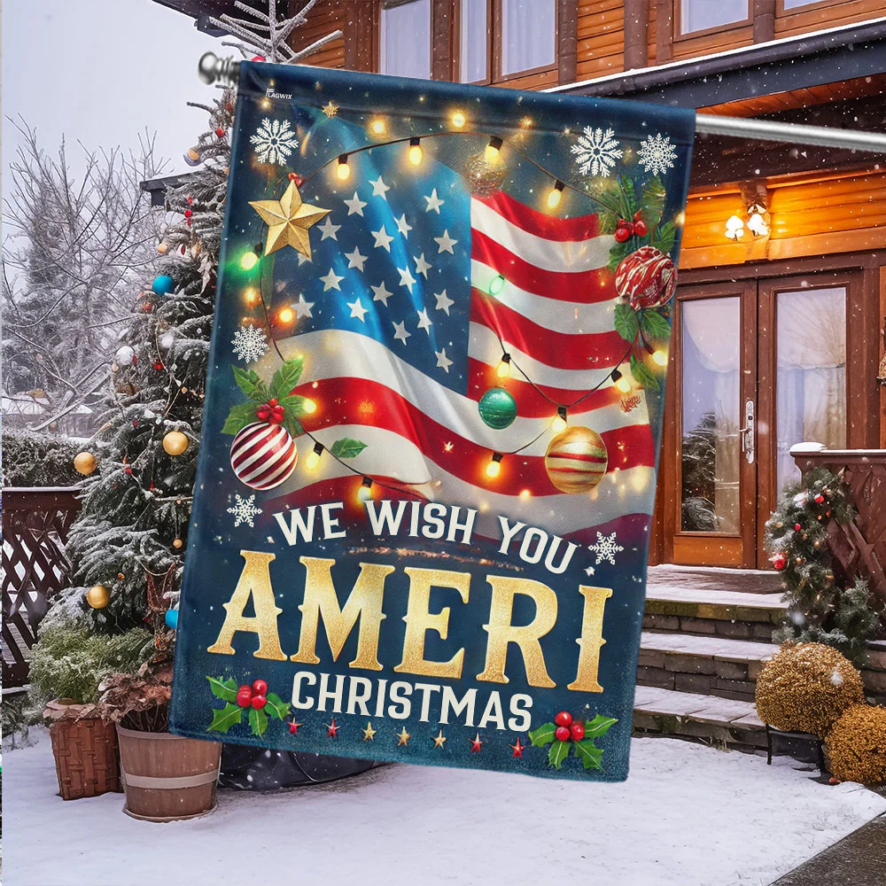 We Wish You Ameri Christmas American Flag