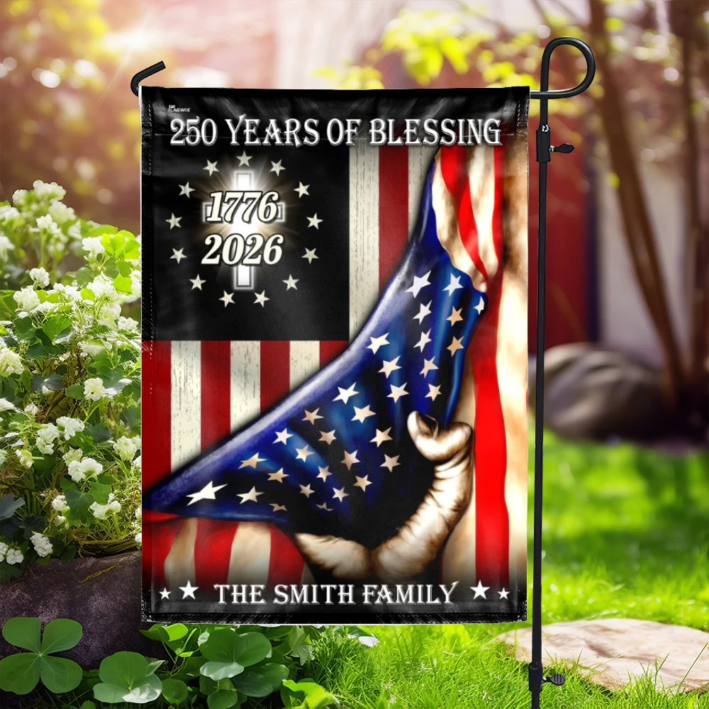 Personalized 250 Years of Blessing Flag, 1776 2026 Christian Home Decor