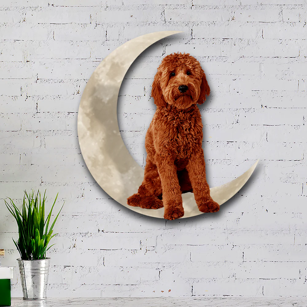 Goldendoodle Dog And Moon Hanging Metal Sign QNK879MSv52