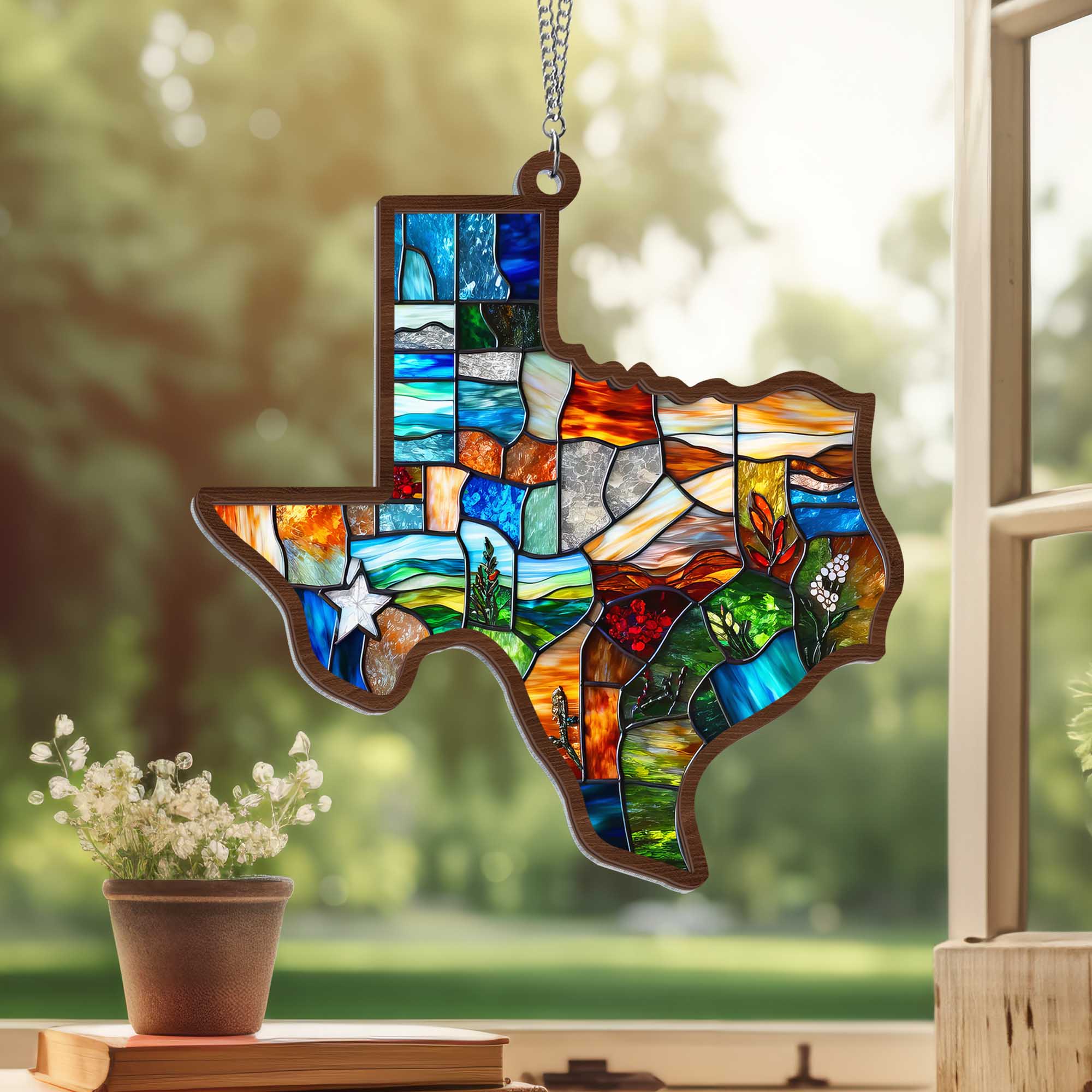 Texas Map 2 Layered Hanging Suncatcher