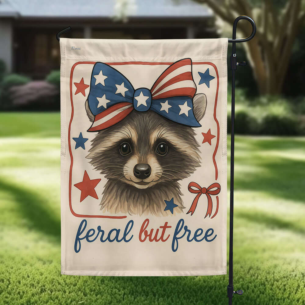 Bimipi American Flag - Patriotic Raccoon Feral But Free Funny 4th Of july Flag
