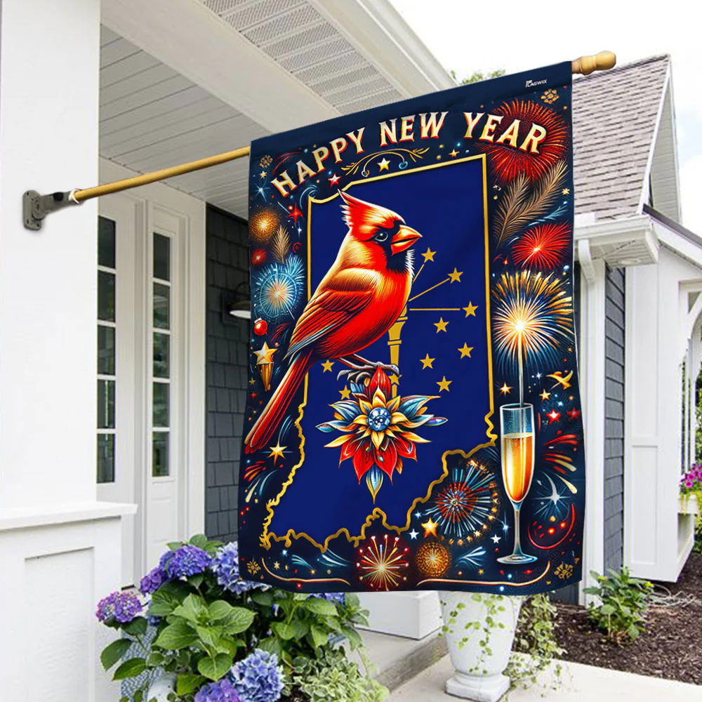 Bimipi  Indiana State Happy New Year Flag